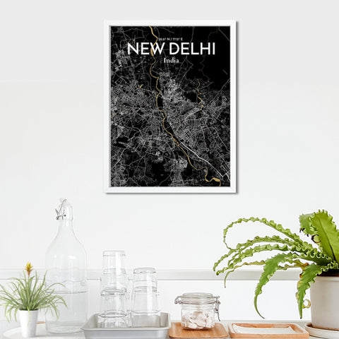 New Delhi City Map Poster – Detailed Art Print of New Delhi, India City Map Art for Home Decor, Office Decor, and Unique Gifts