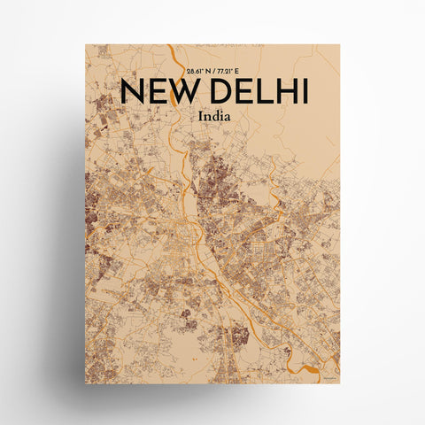 New Delhi City Map Poster – Detailed Art Print of New Delhi, India City Map Art for Home Decor, Office Decor, and Unique Gifts