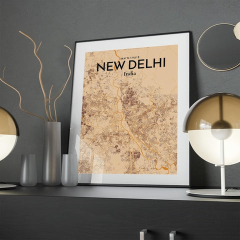 New Delhi City Map Poster – Detailed Art Print of New Delhi, India City Map Art for Home Decor, Office Decor, and Unique Gifts