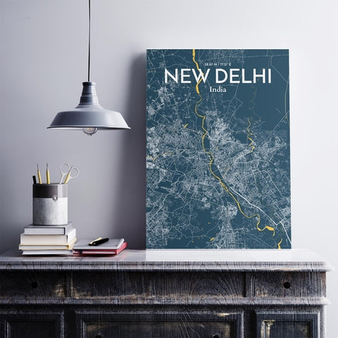 New Delhi City Map Poster – Detailed Art Print of New Delhi, India City Map Art for Home Decor, Office Decor, and Unique Gifts