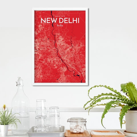 New Delhi City Map Poster – Detailed Art Print of New Delhi, India City Map Art for Home Decor, Office Decor, and Unique Gifts