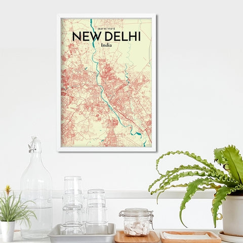 New Delhi City Map Poster – Detailed Art Print of New Delhi, India City Map Art for Home Decor, Office Decor, and Unique Gifts