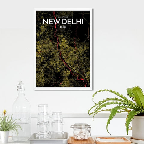 New Delhi City Map Poster – Detailed Art Print of New Delhi, India City Map Art for Home Decor, Office Decor, and Unique Gifts