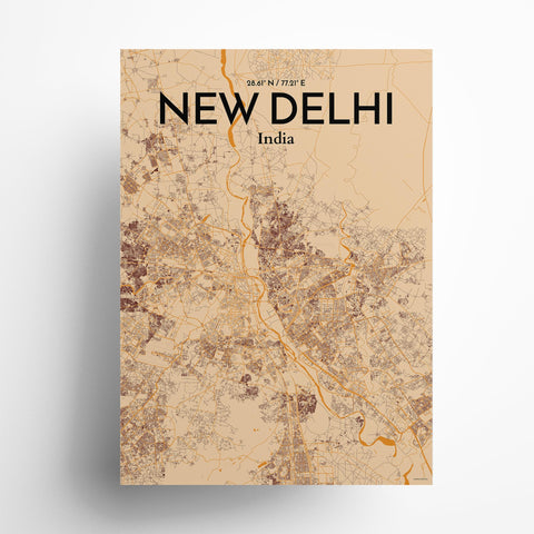 New Delhi City Map Poster – Detailed Art Print of New Delhi, India City Map Art for Home Decor, Office Decor, and Unique Gifts