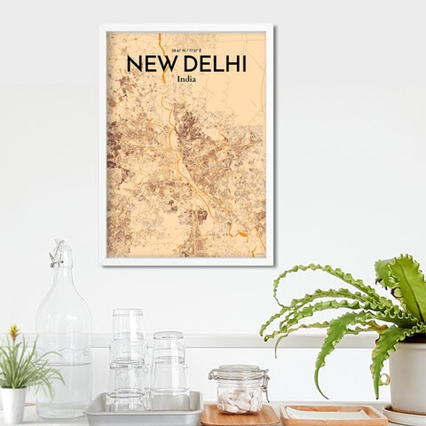 New Delhi City Map Poster – Detailed Art Print of New Delhi, India City Map Art for Home Decor, Office Decor, and Unique Gifts