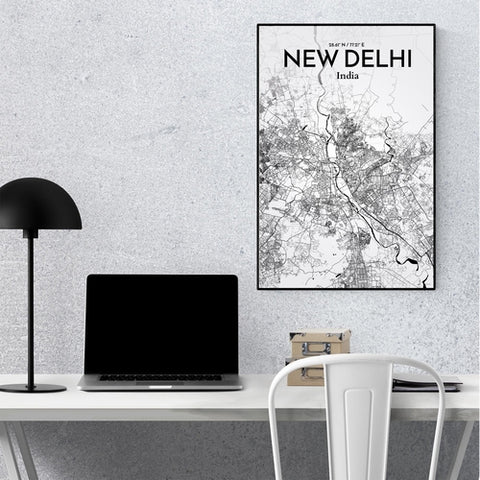 New Delhi City Map Poster – Detailed Art Print of New Delhi, India City Map Art for Home Decor, Office Decor, and Unique Gifts