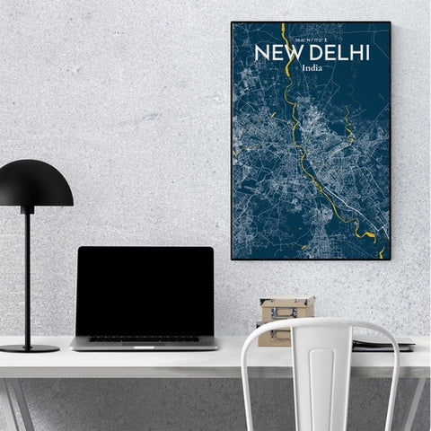 New Delhi City Map Poster – Detailed Art Print of New Delhi, India City Map Art for Home Decor, Office Decor, and Unique Gifts