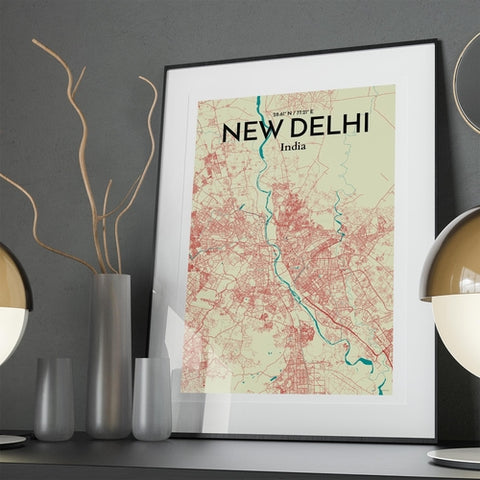 New Delhi City Map Poster – Detailed Art Print of New Delhi, India City Map Art for Home Decor, Office Decor, and Unique Gifts