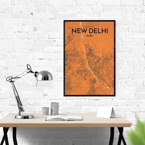 New Delhi City Map Poster – Detailed Art Print of New Delhi, India City Map Art for Home Decor, Office Decor, and Unique Gifts