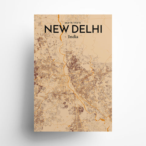 New Delhi City Map Poster – Detailed Art Print of New Delhi, India City Map Art for Home Decor, Office Decor, and Unique Gifts