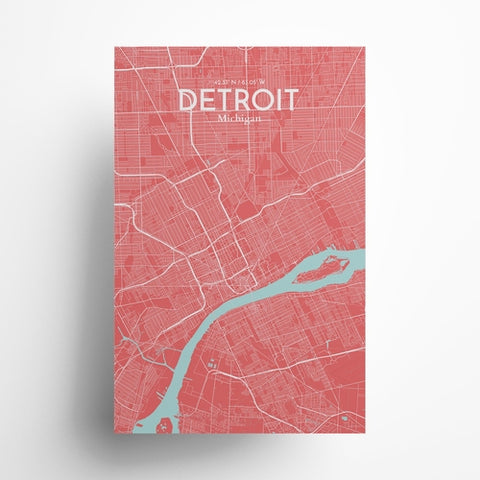 Detroit City Map Poster – Detailed Art Print of Detroit, MI City Map Art for Home Decor, Office Decor, and Unique Gifts