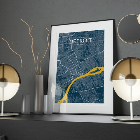 Detroit City Map Poster – Detailed Art Print of Detroit, MI City Map Art for Home Decor, Office Decor, and Unique Gifts