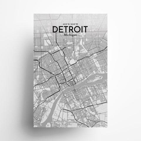 Detroit City Map Poster – Detailed Art Print of Detroit, MI City Map Art for Home Decor, Office Decor, and Unique Gifts