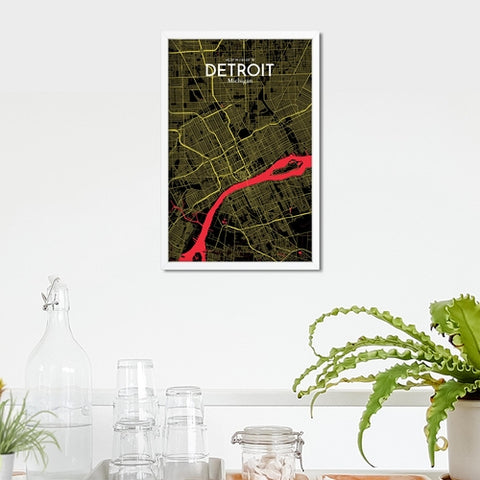 Detroit City Map Poster – Detailed Art Print of Detroit, MI City Map Art for Home Decor, Office Decor, and Unique Gifts