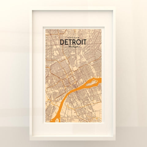 Detroit City Map Poster – Detailed Art Print of Detroit, MI City Map Art for Home Decor, Office Decor, and Unique Gifts