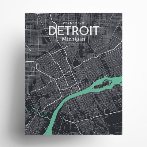 Detroit City Map Poster – Detailed Art Print of Detroit, MI City Map Art for Home Decor, Office Decor, and Unique Gifts