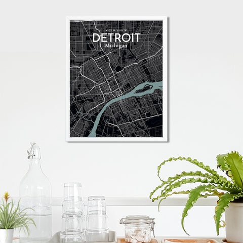 Detroit City Map Poster – Detailed Art Print of Detroit, MI City Map Art for Home Decor, Office Decor, and Unique Gifts