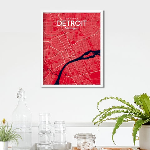 Detroit City Map Poster – Detailed Art Print of Detroit, MI City Map Art for Home Decor, Office Decor, and Unique Gifts