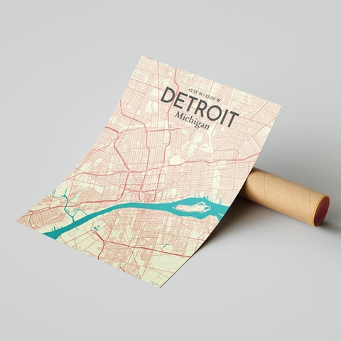 Detroit City Map Poster – Detailed Art Print of Detroit, MI City Map Art for Home Decor, Office Decor, and Unique Gifts