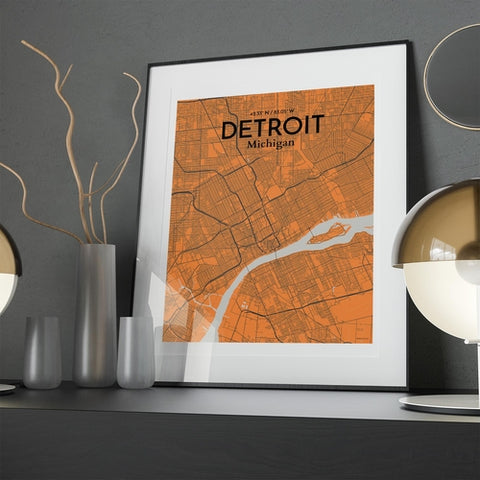 Detroit City Map Poster – Detailed Art Print of Detroit, MI City Map Art for Home Decor, Office Decor, and Unique Gifts