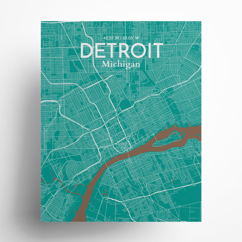 Detroit City Map Poster – Detailed Art Print of Detroit, MI City Map Art for Home Decor, Office Decor, and Unique Gifts