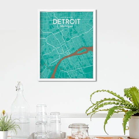 Detroit City Map Poster – Detailed Art Print of Detroit, MI City Map Art for Home Decor, Office Decor, and Unique Gifts