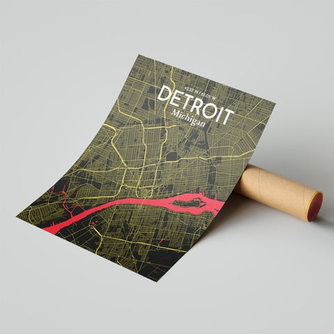 Detroit City Map Poster – Detailed Art Print of Detroit, MI City Map Art for Home Decor, Office Decor, and Unique Gifts