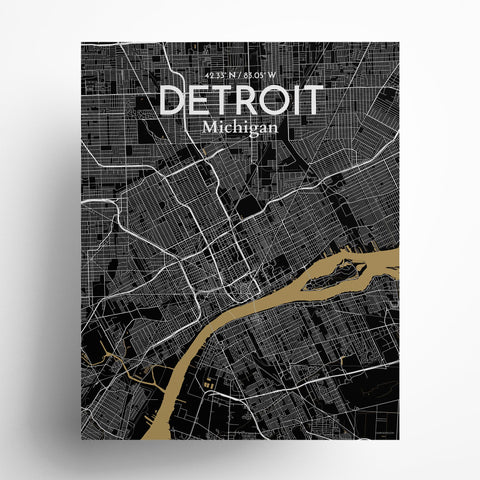 Detroit City Map Poster – Detailed Art Print of Detroit, MI City Map Art for Home Decor, Office Decor, and Unique Gifts