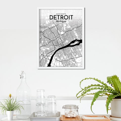 Detroit City Map Poster – Detailed Art Print of Detroit, MI City Map Art for Home Decor, Office Decor, and Unique Gifts