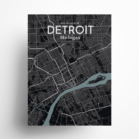 Detroit City Map Poster – Detailed Art Print of Detroit, MI City Map Art for Home Decor, Office Decor, and Unique Gifts