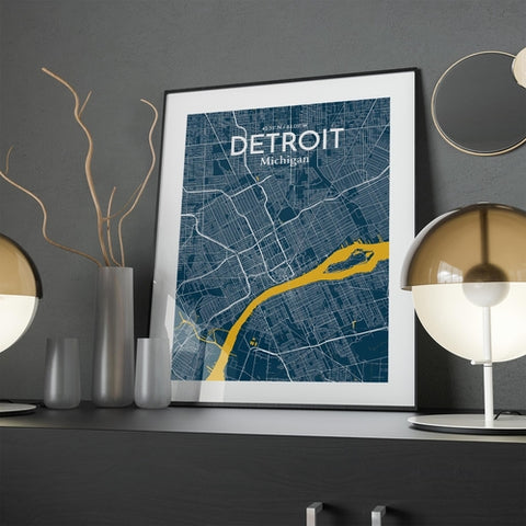 Detroit City Map Poster – Detailed Art Print of Detroit, MI City Map Art for Home Decor, Office Decor, and Unique Gifts