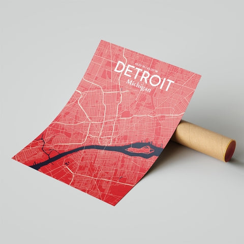 Detroit City Map Poster – Detailed Art Print of Detroit, MI City Map Art for Home Decor, Office Decor, and Unique Gifts