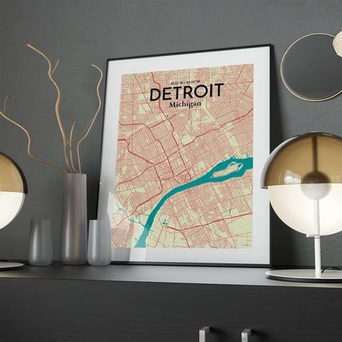 Detroit City Map Poster – Detailed Art Print of Detroit, MI City Map Art for Home Decor, Office Decor, and Unique Gifts