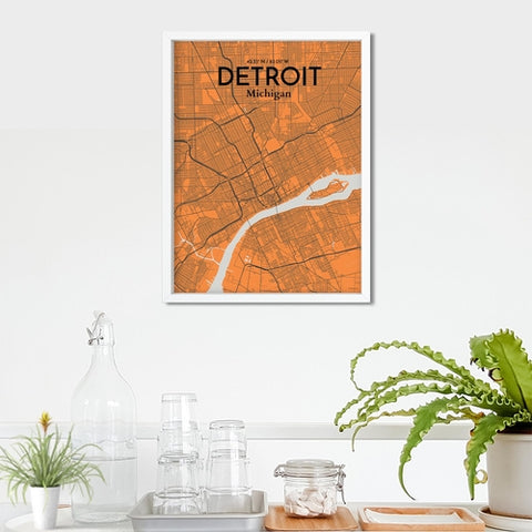 Detroit City Map Poster – Detailed Art Print of Detroit, MI City Map Art for Home Decor, Office Decor, and Unique Gifts