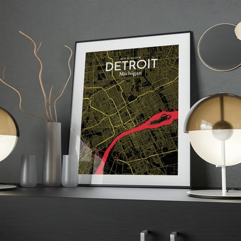 Detroit City Map Poster – Detailed Art Print of Detroit, MI City Map Art for Home Decor, Office Decor, and Unique Gifts