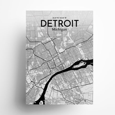 Detroit City Map Poster – Detailed Art Print of Detroit, MI City Map Art for Home Decor, Office Decor, and Unique Gifts