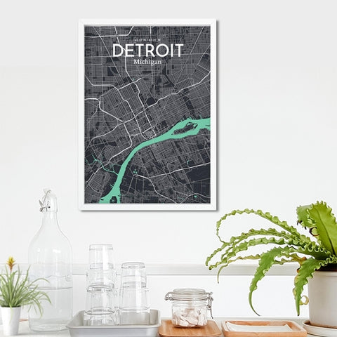 Detroit City Map Poster – Detailed Art Print of Detroit, MI City Map Art for Home Decor, Office Decor, and Unique Gifts