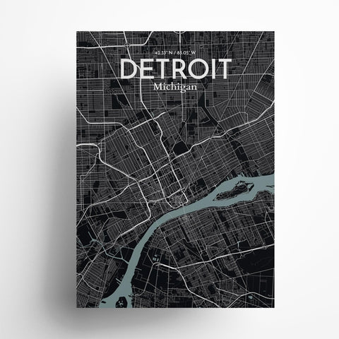 Detroit City Map Poster – Detailed Art Print of Detroit, MI City Map Art for Home Decor, Office Decor, and Unique Gifts