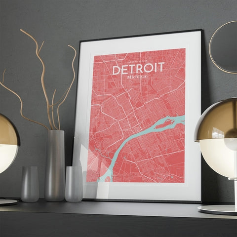 Detroit City Map Poster – Detailed Art Print of Detroit, MI City Map Art for Home Decor, Office Decor, and Unique Gifts