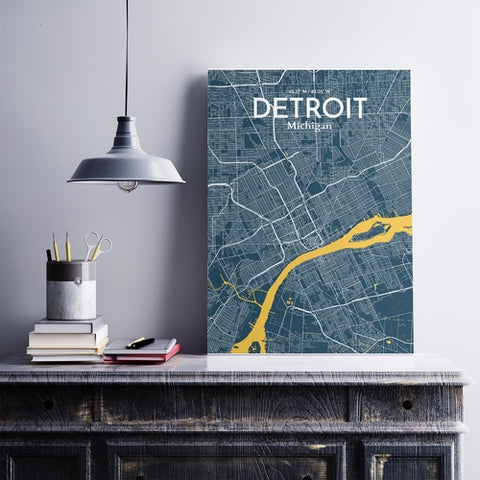 Detroit City Map Poster – Detailed Art Print of Detroit, MI City Map Art for Home Decor, Office Decor, and Unique Gifts