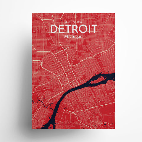 Detroit City Map Poster – Detailed Art Print of Detroit, MI City Map Art for Home Decor, Office Decor, and Unique Gifts