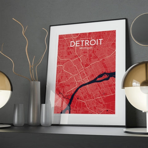 Detroit City Map Poster – Detailed Art Print of Detroit, MI City Map Art for Home Decor, Office Decor, and Unique Gifts