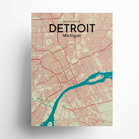 Detroit City Map Poster – Detailed Art Print of Detroit, MI City Map Art for Home Decor, Office Decor, and Unique Gifts