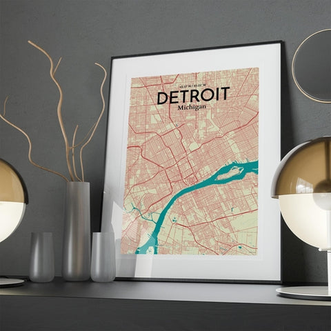 Detroit City Map Poster – Detailed Art Print of Detroit, MI City Map Art for Home Decor, Office Decor, and Unique Gifts