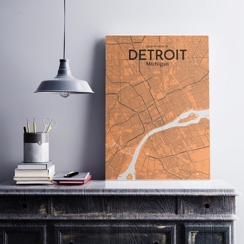 Detroit City Map Poster – Detailed Art Print of Detroit, MI City Map Art for Home Decor, Office Decor, and Unique Gifts