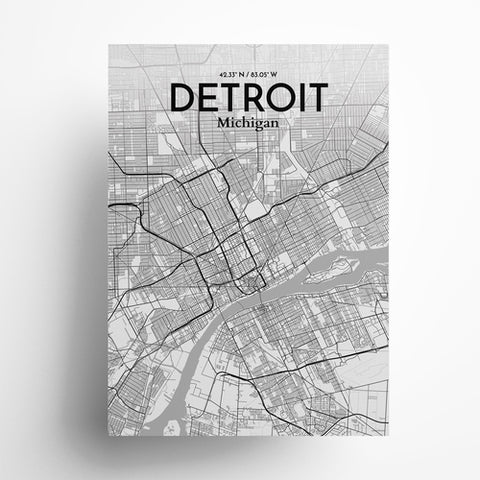 Detroit City Map Poster – Detailed Art Print of Detroit, MI City Map Art for Home Decor, Office Decor, and Unique Gifts