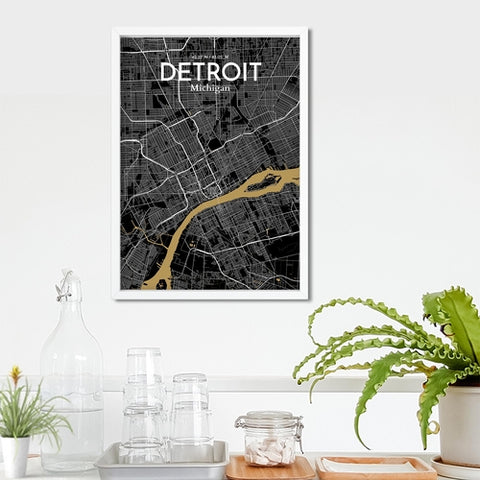 Detroit City Map Poster – Detailed Art Print of Detroit, MI City Map Art for Home Decor, Office Decor, and Unique Gifts