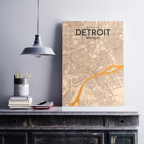 Detroit City Map Poster – Detailed Art Print of Detroit, MI City Map Art for Home Decor, Office Decor, and Unique Gifts