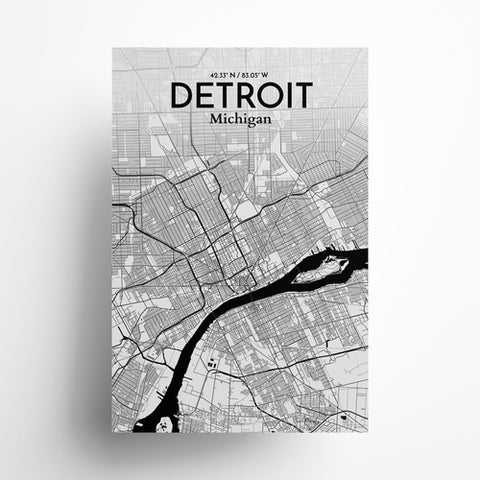 Detroit City Map Poster – Detailed Art Print of Detroit, MI City Map Art for Home Decor, Office Decor, and Unique Gifts