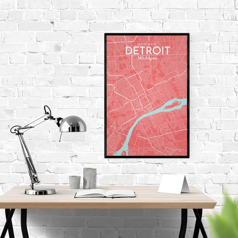 Detroit City Map Poster – Detailed Art Print of Detroit, MI City Map Art for Home Decor, Office Decor, and Unique Gifts